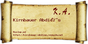 Kirnbauer Abdiás névjegykártya